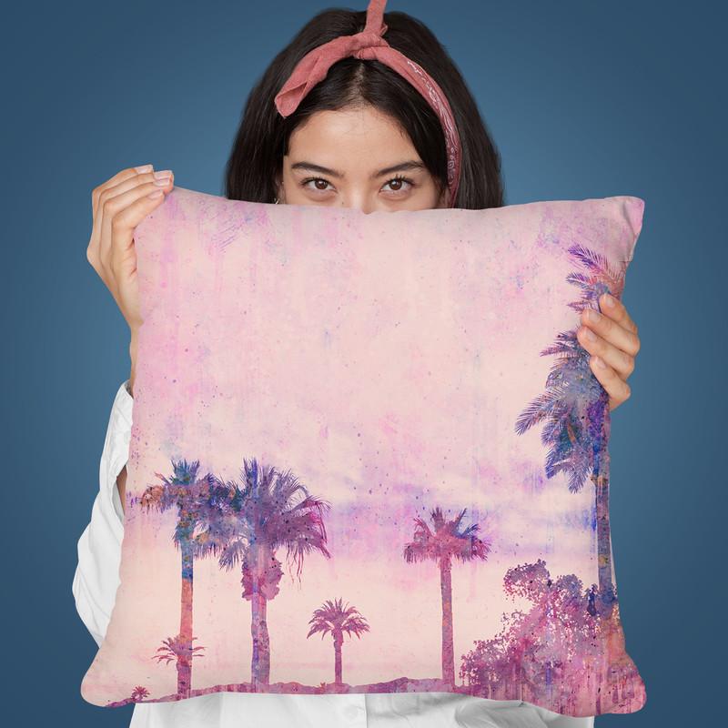 Palmtree Beach Throw Pillow By Andrea Haase