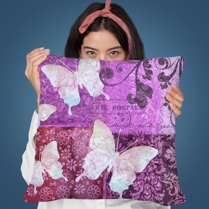 Papillon Pink Throw Pillow By Andrea Haase