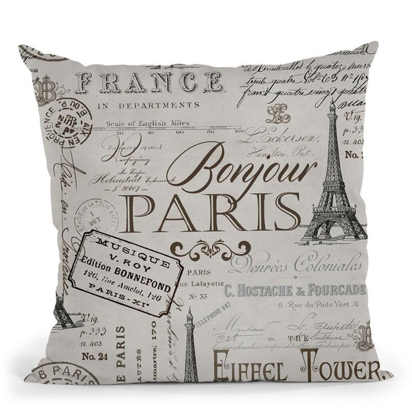 Paris Bonjour Throw Pillow By Andrea Haase