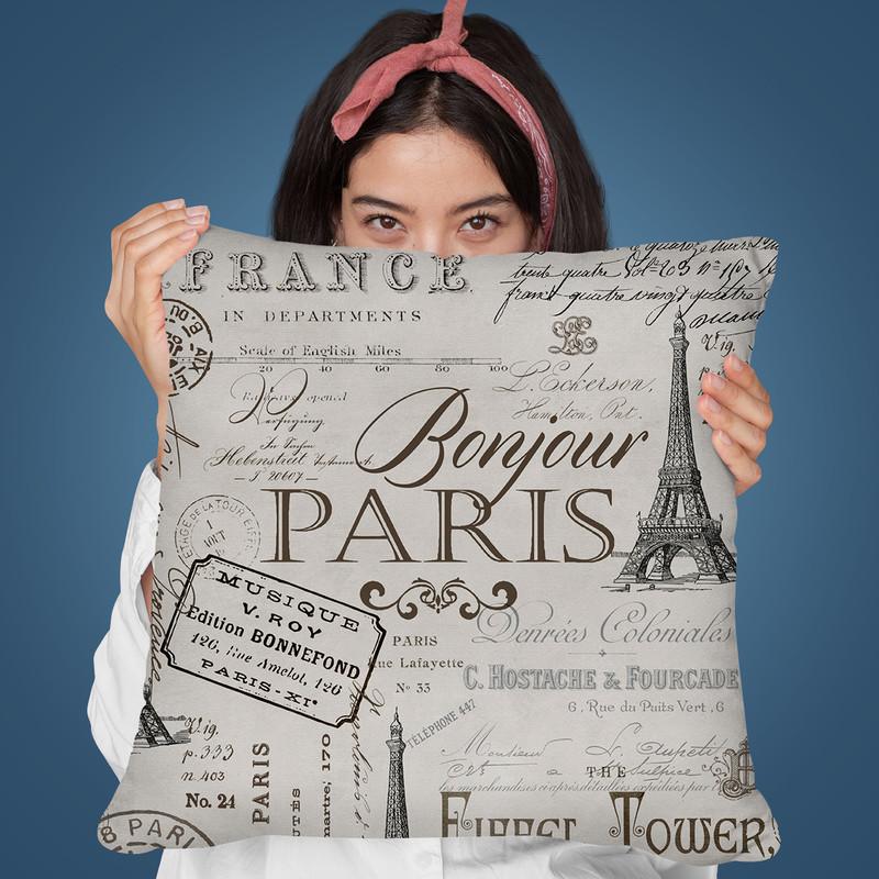 Paris Bonjour Throw Pillow By Andrea Haase
