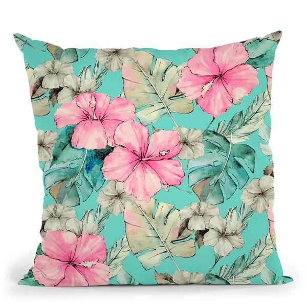 Pastel Exotic Flowers I Throw Pillow By Andrea Haase