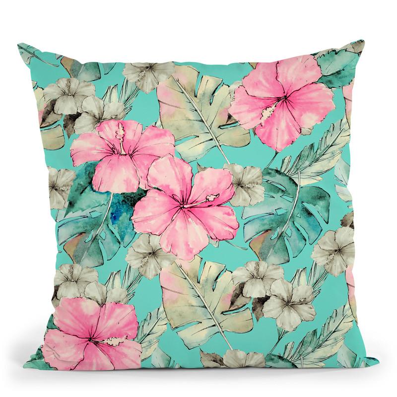 Pastel Exotic Flowers I Throw Pillow By Andrea Haase