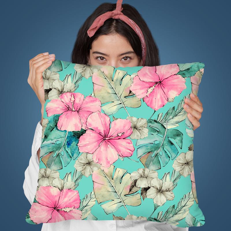 Pastel Exotic Flowers I Throw Pillow By Andrea Haase