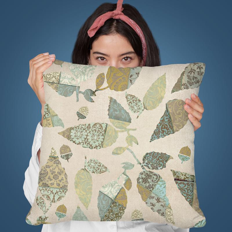 Patchwork Autumn Leaf Throw Pillow By Andrea Haase