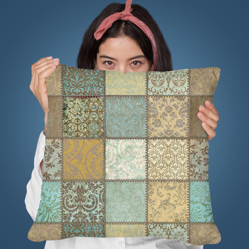 Patchwork Mit Naht Throw Pillow By Andrea Haase