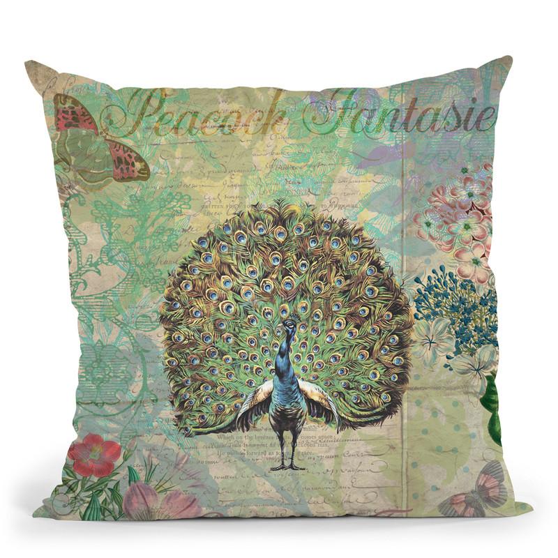 Peacock Fantasies Throw Pillow By Andrea Haase