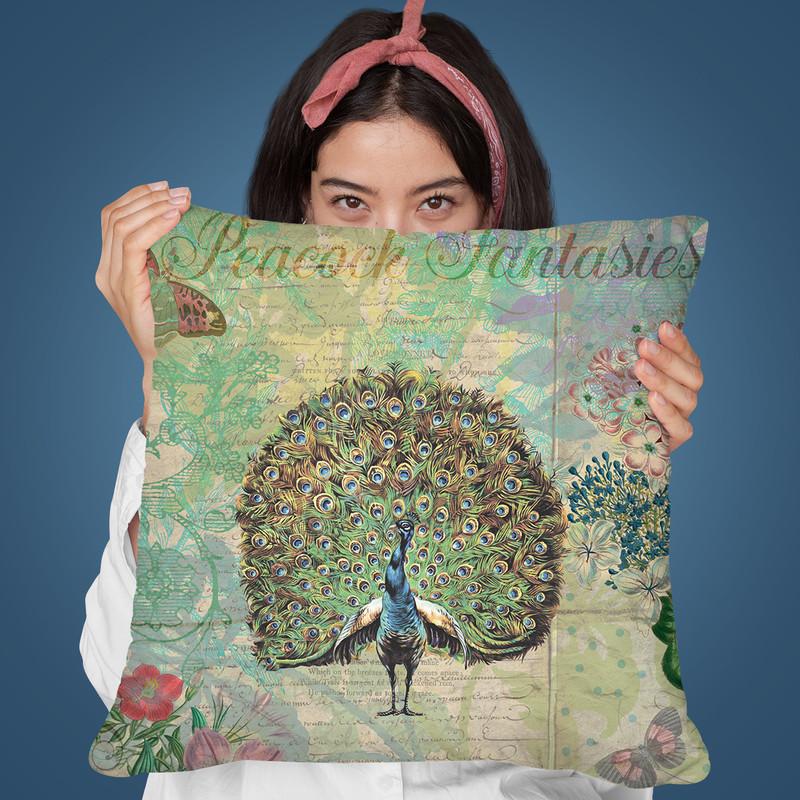 Peacock Fantasies Throw Pillow By Andrea Haase