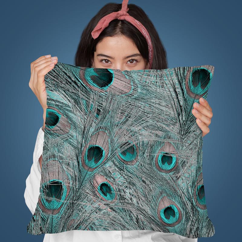 Peacock Feather I Throw Pillow By Andrea Haase