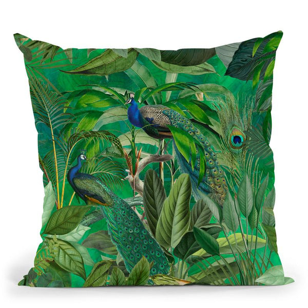 Peacock Jungle Throw Pillow By Andrea Haase