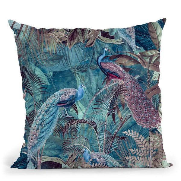Peacock Paradise Jungle Seamless I Throw Pillow By Andrea Haase