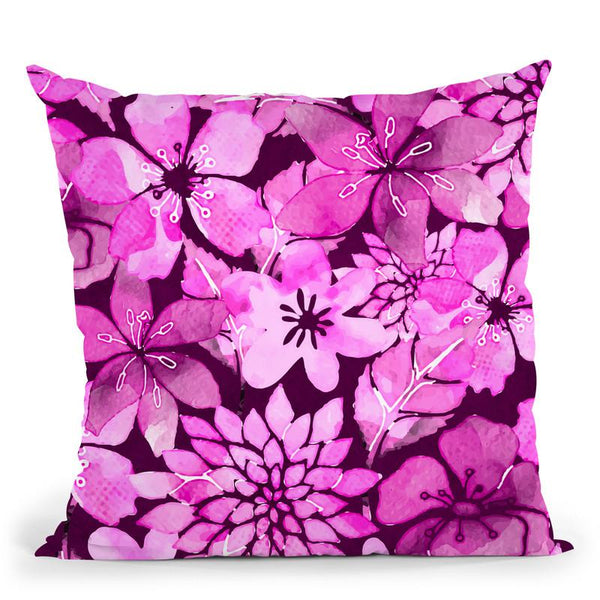 Pink Flowers I Throw Pillow By Andrea Haase