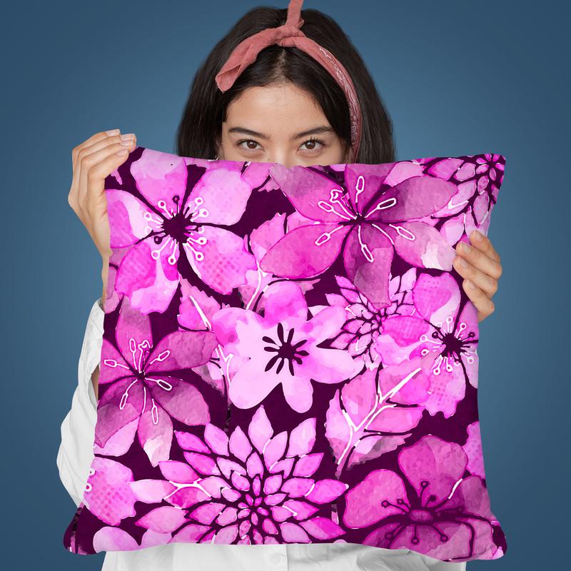Pink Flowers I Throw Pillow By Andrea Haase