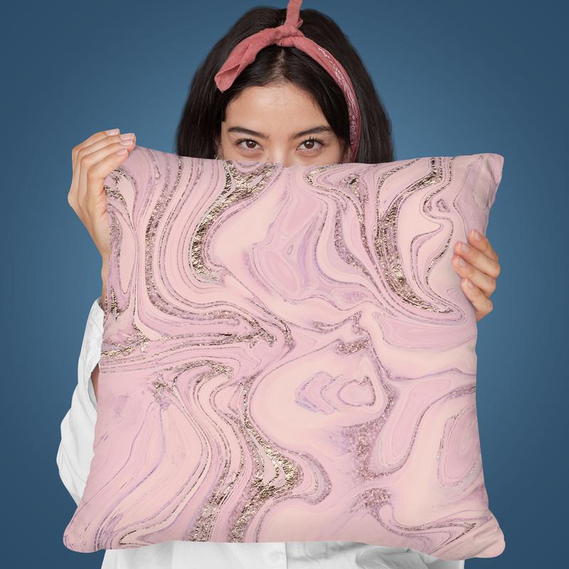 Pink Marble Glitter Throw Pillow By Andrea Haase