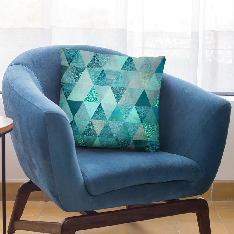 Precious Blue Triangles Throw Pillow By Andrea Haase