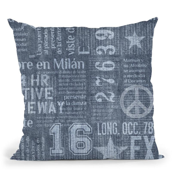 Printed Denim Grey Throw Pillow By Andrea Haase