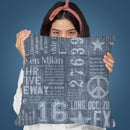 Printed Denim Grey Throw Pillow By Andrea Haase