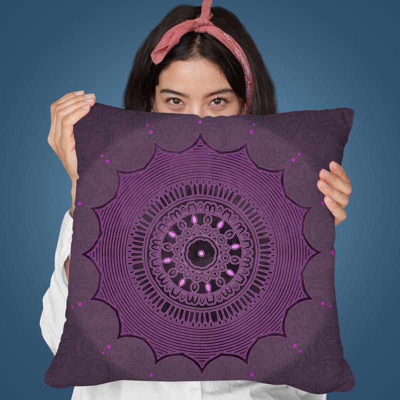 Purple Mandala Throw Pillow By Andrea Haase