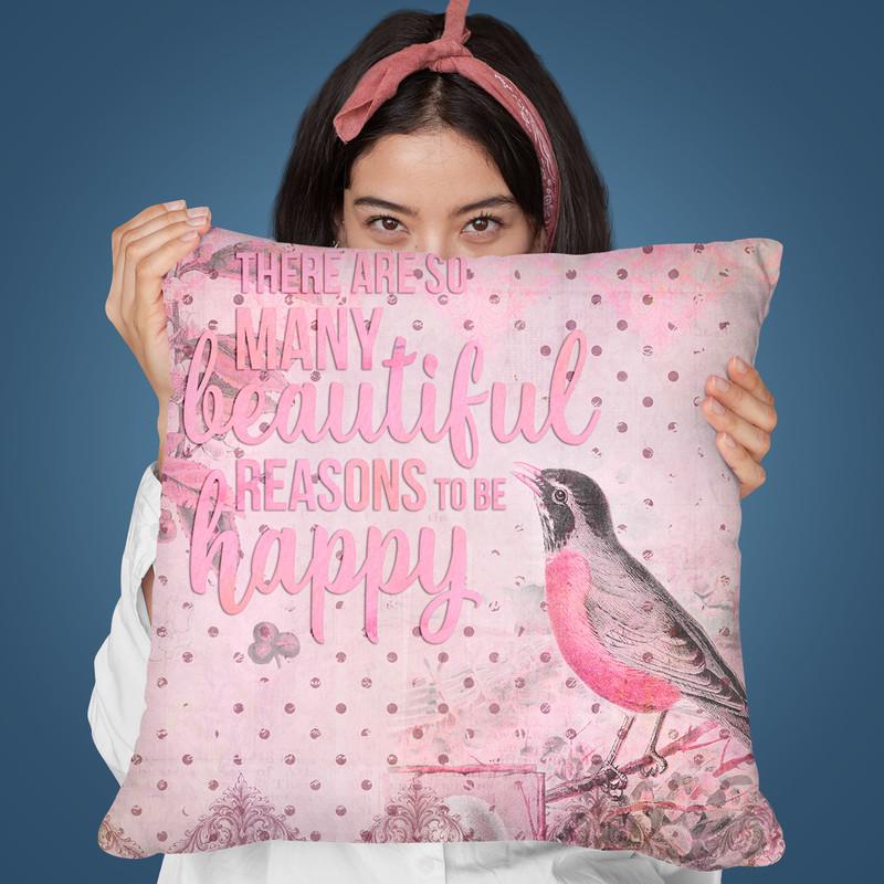 Reasons To Be Happy Throw Pillow By Andrea Haase