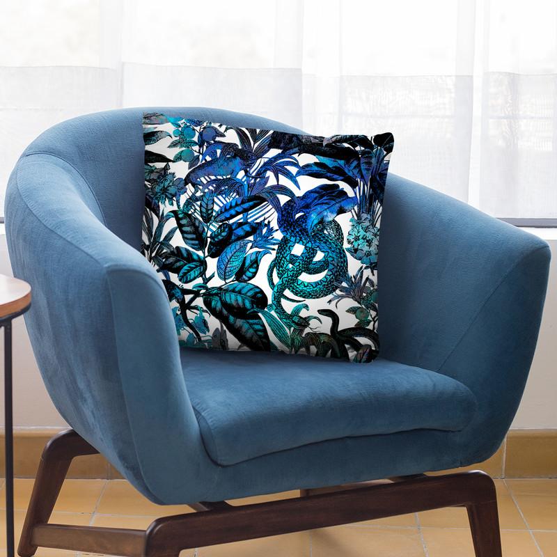 Reptile Jungle Blue Throw Pillow By Andrea Haase
