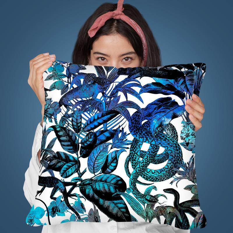 Reptile Jungle Blue Throw Pillow By Andrea Haase