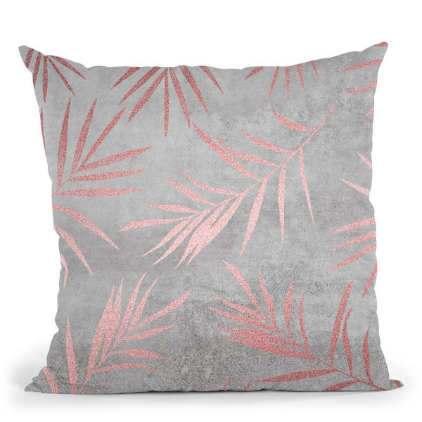 Rose Gold Leaf Concrete Throw Pillow By Andrea Haase
