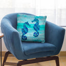 Sea Horse Blue Glam Throw Pillow By Andrea Haase
