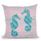 Sea Horse Teal Pink Pastel Throw Pillow By Andrea Haase