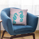 Sea Horse Teal Pink Pastel Throw Pillow By Andrea Haase