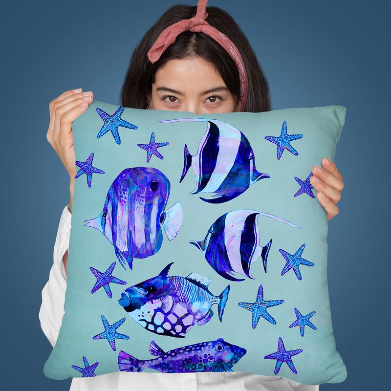 Sea World Blue Throw Pillow By Andrea Haase