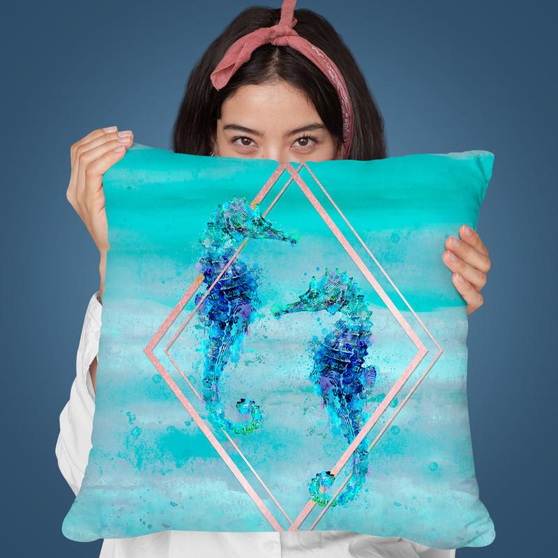 Seahorse Watercolor Throw Pillow By Andrea Haase