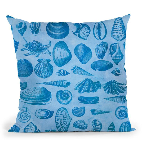 Shells Vintage Blue Throw Pillow By Andrea Haase