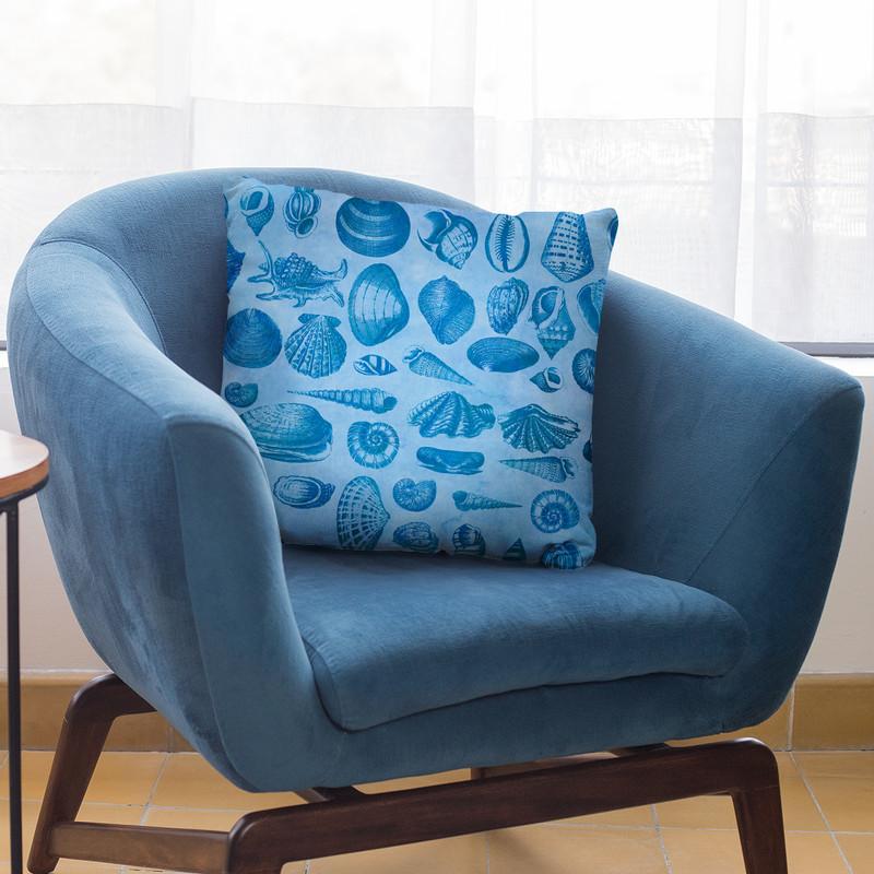 Shells Vintage Blue Throw Pillow By Andrea Haase