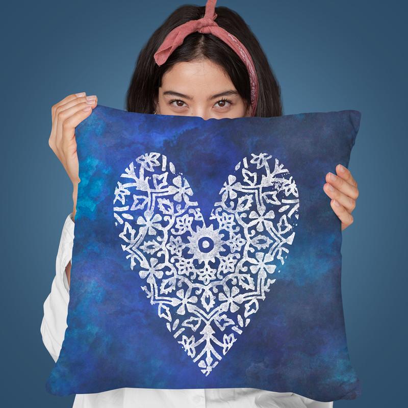 Shibori Heart Throw Pillow By Andrea Haase