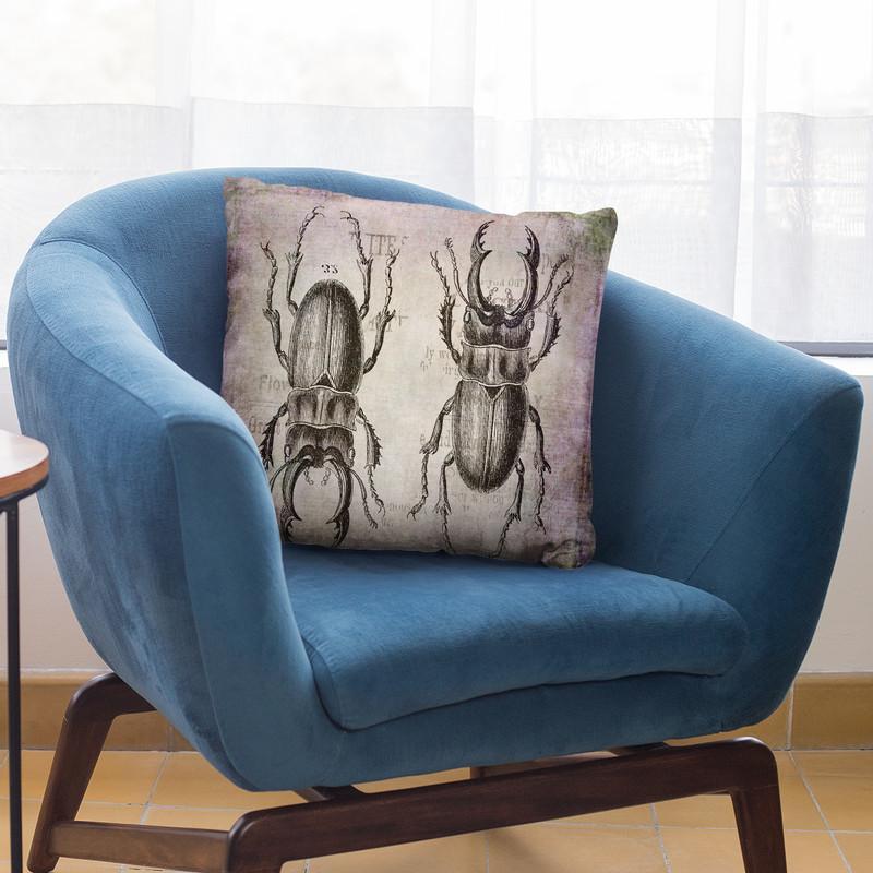 Stag Beetle Grunge Throw Pillow By Andrea Haase