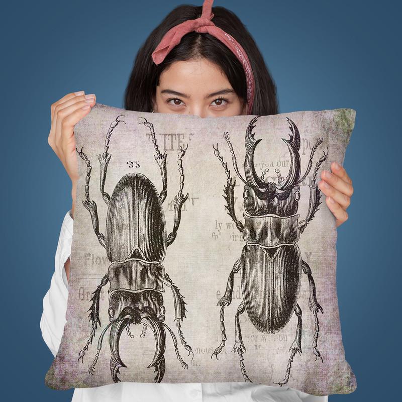 Stag Beetle Grunge Throw Pillow By Andrea Haase