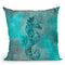 Teal Doodle Seahorse Throw Pillow By Andrea Haase