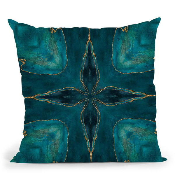 Tile Arabesque Gemstone Glamour Teal Throw Pillow By Andrea Haase