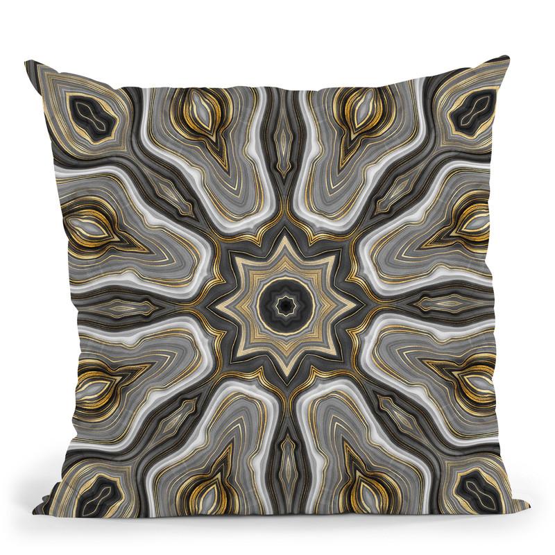 Tile Gold Grey Throw Pillow By Andrea Haase