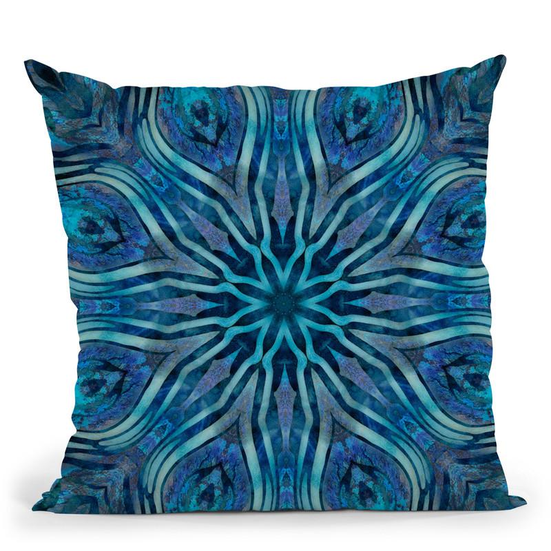 Tile Octagon Gemstone Blue Teal Throw Pillow By Andrea Haase