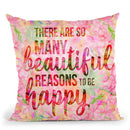 Tropical Background Happy Quote Throw Pillow By Andrea Haase