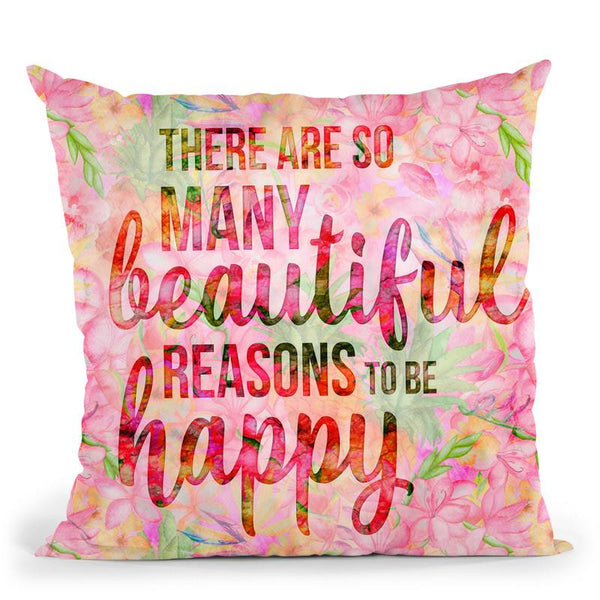Tropical Background Happy Quote Throw Pillow By Andrea Haase