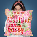 Tropical Background Happy Quote Throw Pillow By Andrea Haase