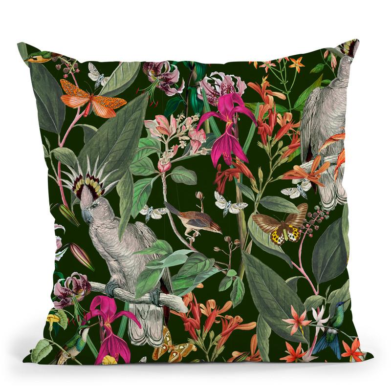 Tropical Birds I Throw Pillow By Andrea Haase