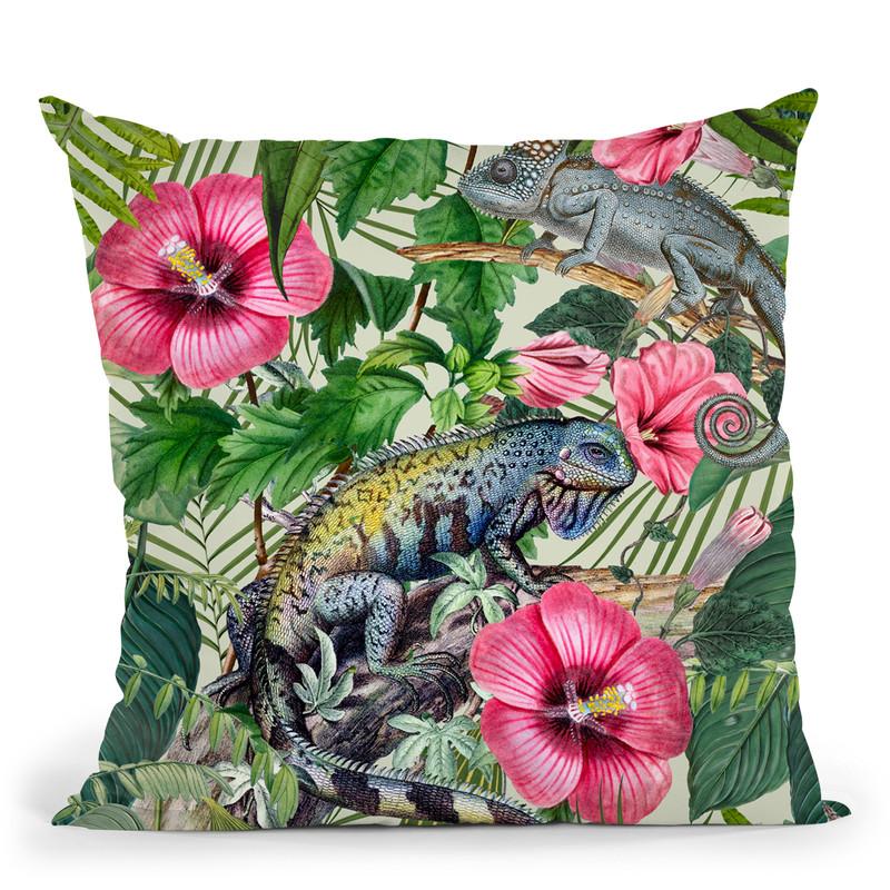 Tropical Iguana I Throw Pillow By Andrea Haase