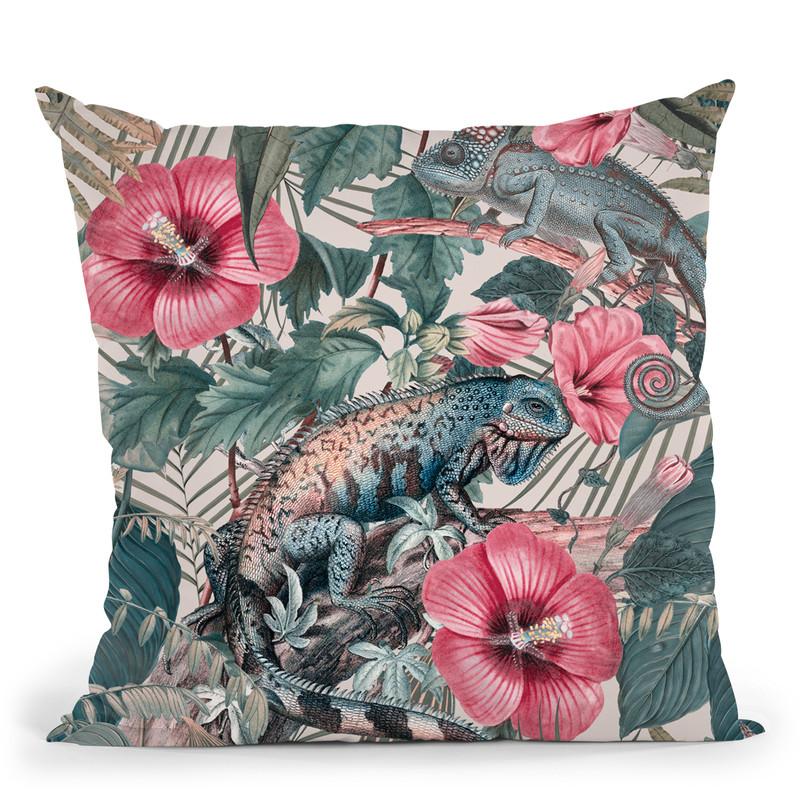 Tropical Iguana Throw Pillow By Andrea Haase