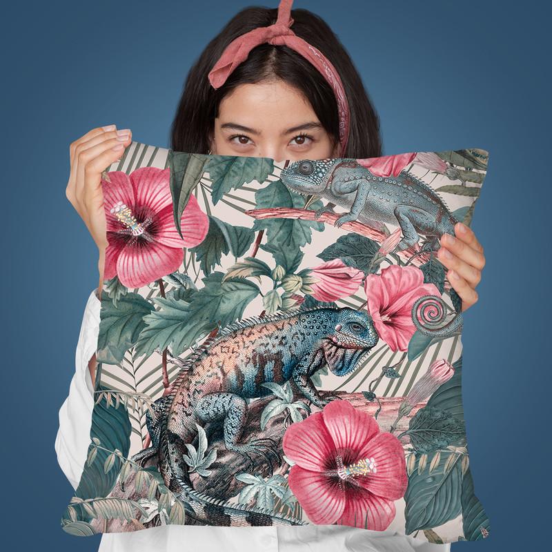 Tropical Iguana Throw Pillow By Andrea Haase