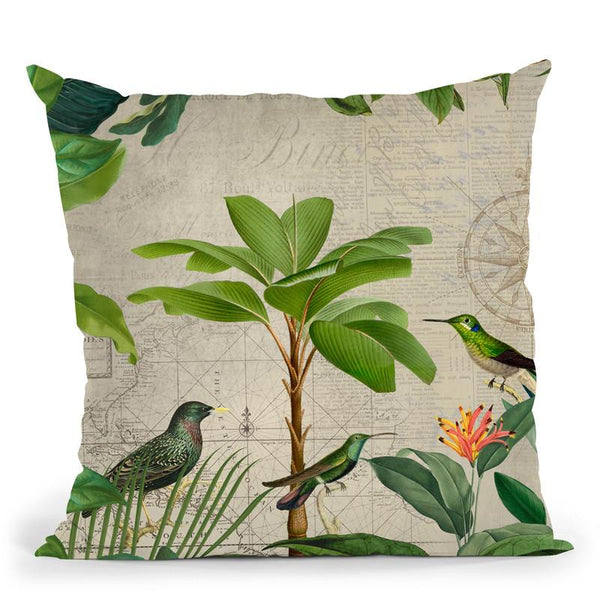Tropical Journey Birds Throw Pillow By Andrea Haase