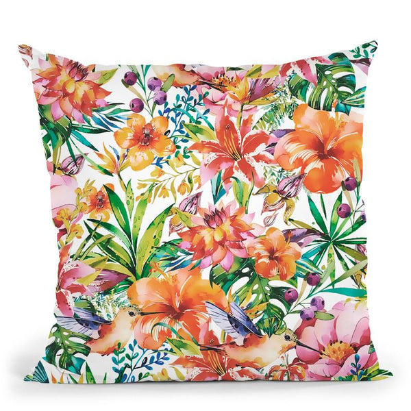 Tropical Jungle And Birds Iii Throw Pillow By Andrea Haase