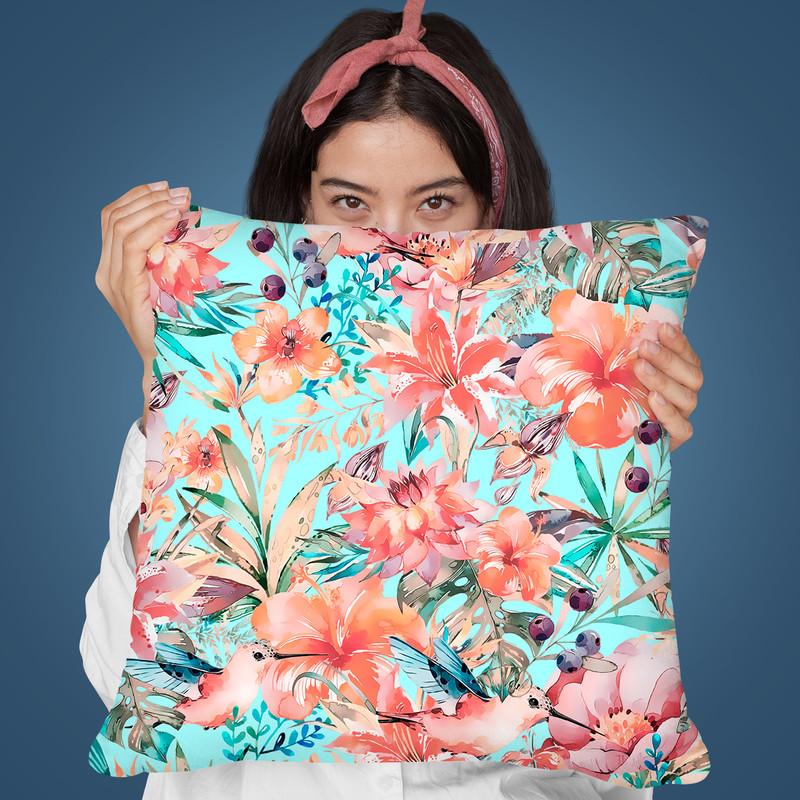 Tropical Jungle And Birds Iv Throw Pillow By Andrea Haase