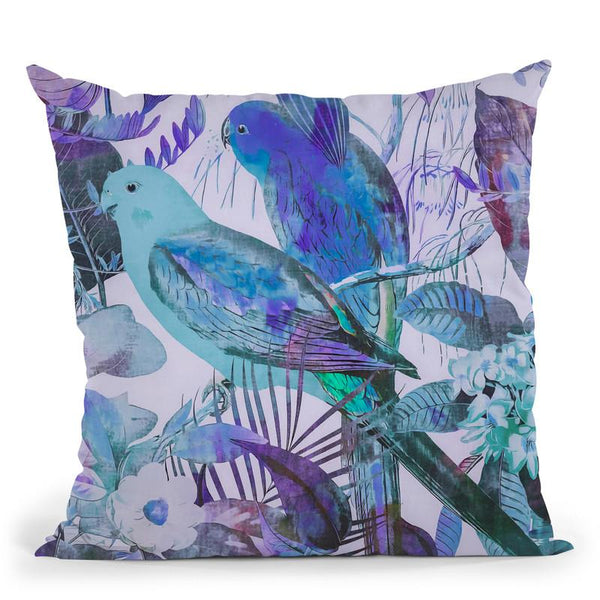 Tropical Parakeets Throw Pillow By Andrea Haase